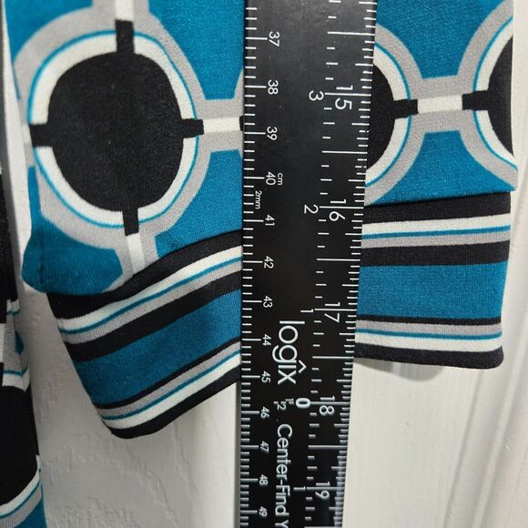 White House Black Market Women XS Black Blue Geometric Shift Dress - Picture 15 of 15